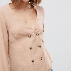 New look double breasted shirt in Camel